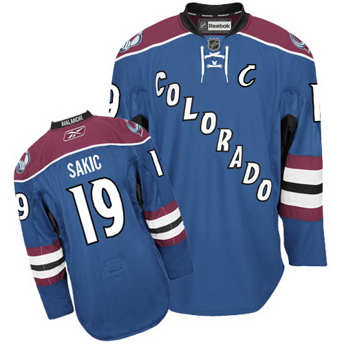 Blue NHL Colorado Avalanche 19 Joe Sakic Hockey Jersey-C Patch